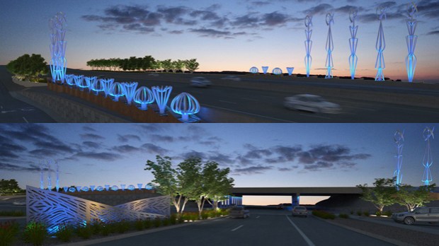 Nighttime views are striking on Airway and on Interstate 10, celebrating the Airway Interchange as the Gateway to the City and the Airport.