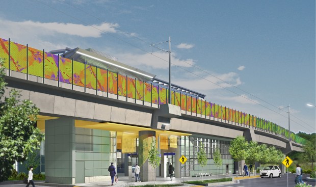 The Station's South Entry transitions into greener, spring colors.